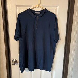 Vince Dark Blue Polo Shirt with Zip